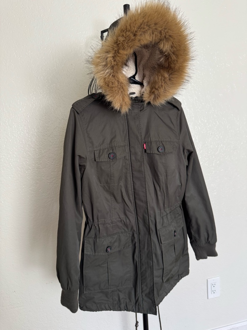 Levi's parka Cream Sherpa Lined Jacket